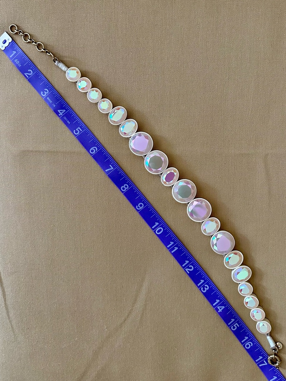 J.CREW Maximalist Brûlée Rare Vtg Cream Enamel Necklace Crystalline Spherical - Picture 5 of 15